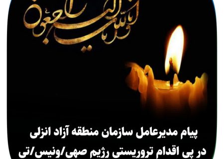 پیام مدیرعامل سازمان منطقه آزاد انزلی در پی اقدام تروریستی رژیم صهیونیستی: